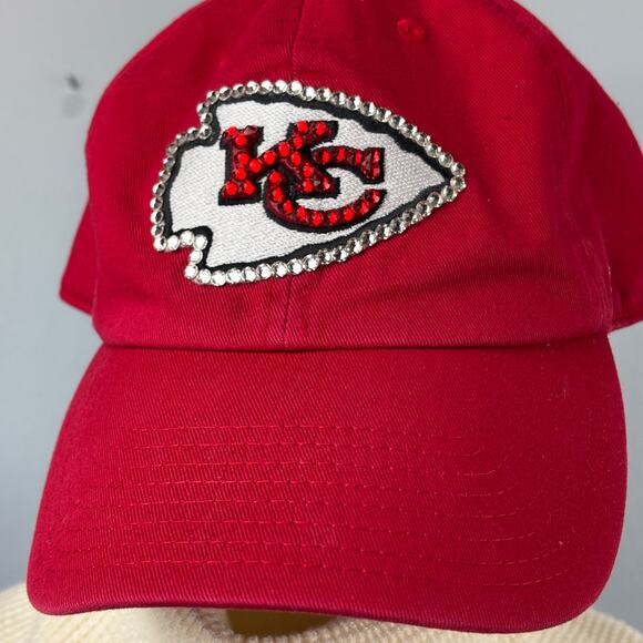 NFL Kansas City Chiefs Football 47 Brand Bling Crystal Rhinestone Hat Cap Adjust - Picture 10 of 10